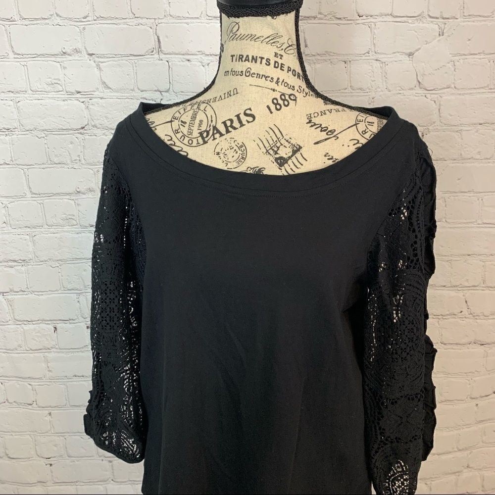 Anthropologie Nina lace sleeves Top size Small balloon sleeve 100% cotton - Picture 3 of 11